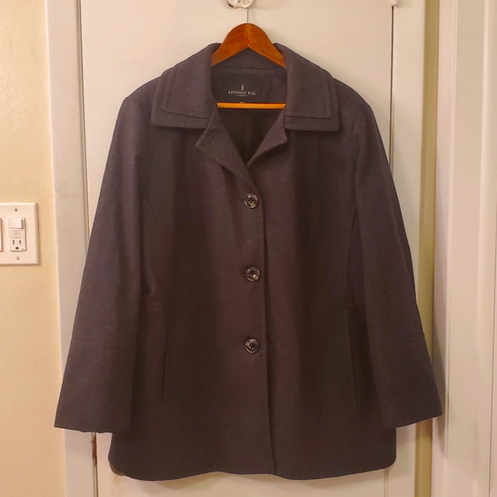 Womens London Fog Peacoat XXL Charcoal